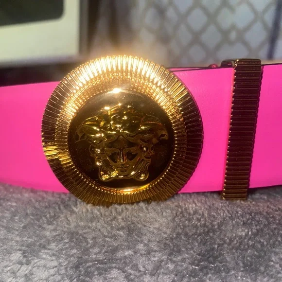 Versace Fuchsia Belt with Gold Logo VERSACE Medusa Belt Leather Women main image 2